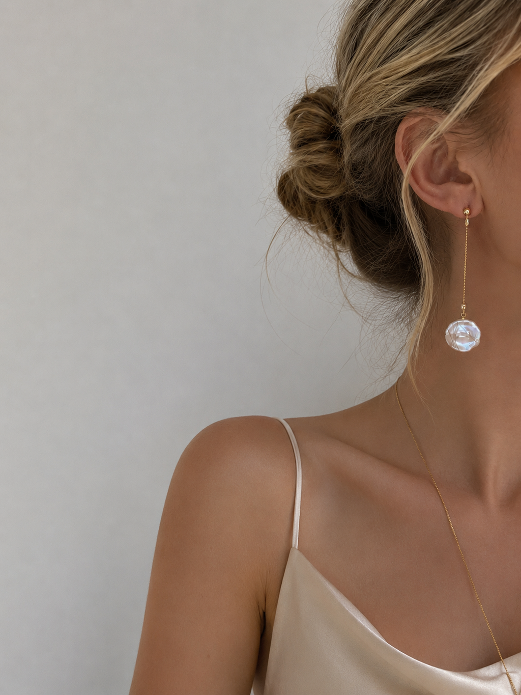 Baroque Pearl Chain Drop Earrings – Silver 18K Gold Plated