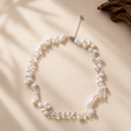 White Crystal Freshwater Pearl Necklace in Sterling Silver