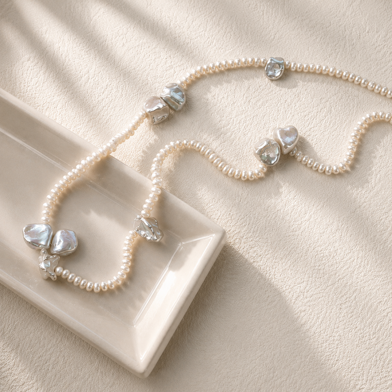 Petal Freshwater Pearl Necklace in Sterling Silver