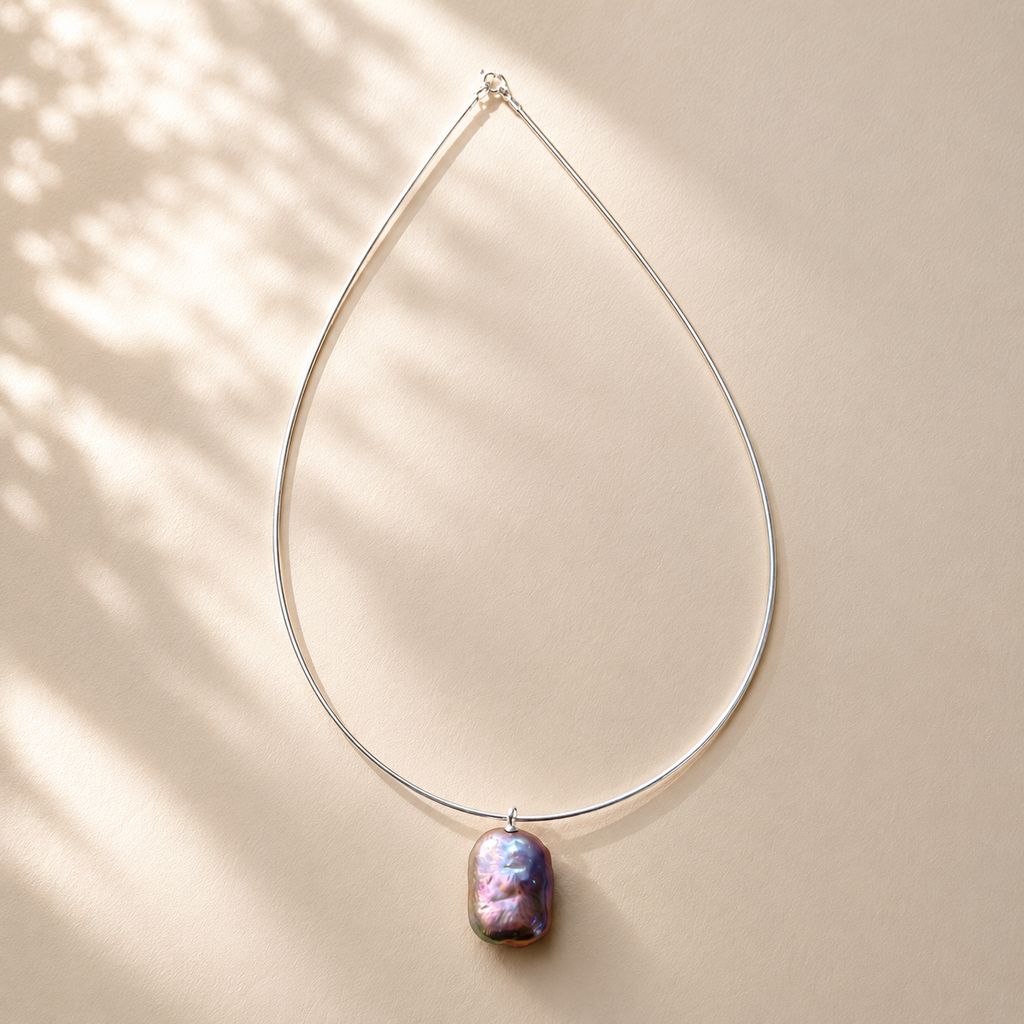 Baroque Pearl Choker Necklace in Sterling Silver