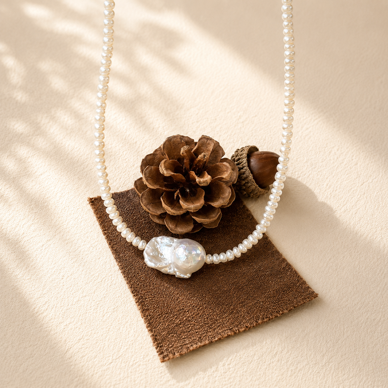 Baroque Beaded Pearl Choker Necklace in Sterling Silver