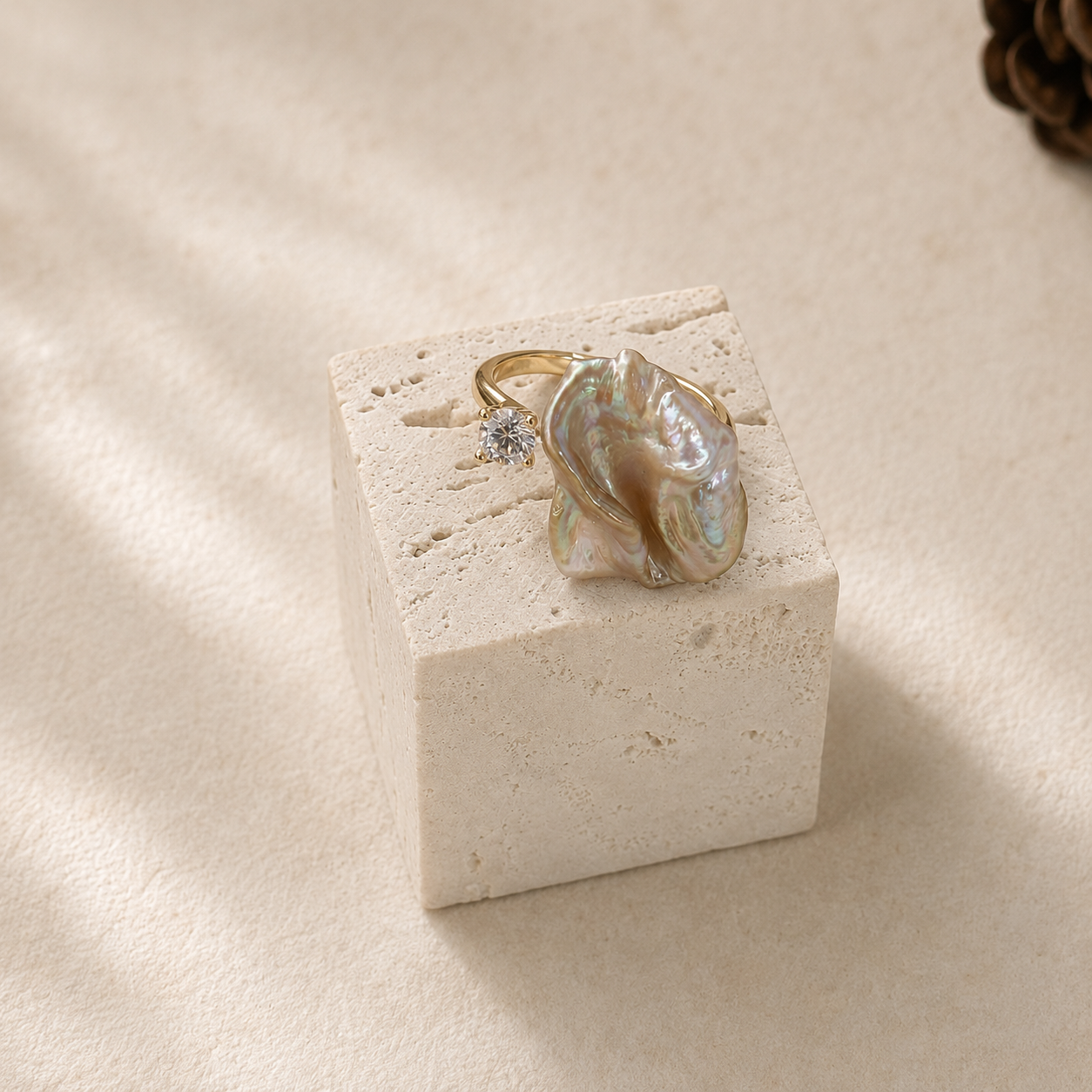 Iridescent Petal Pearl Ring in Sterling Silver