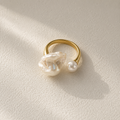 Sculptural Baroque Pearl Silver Adjustable Ring