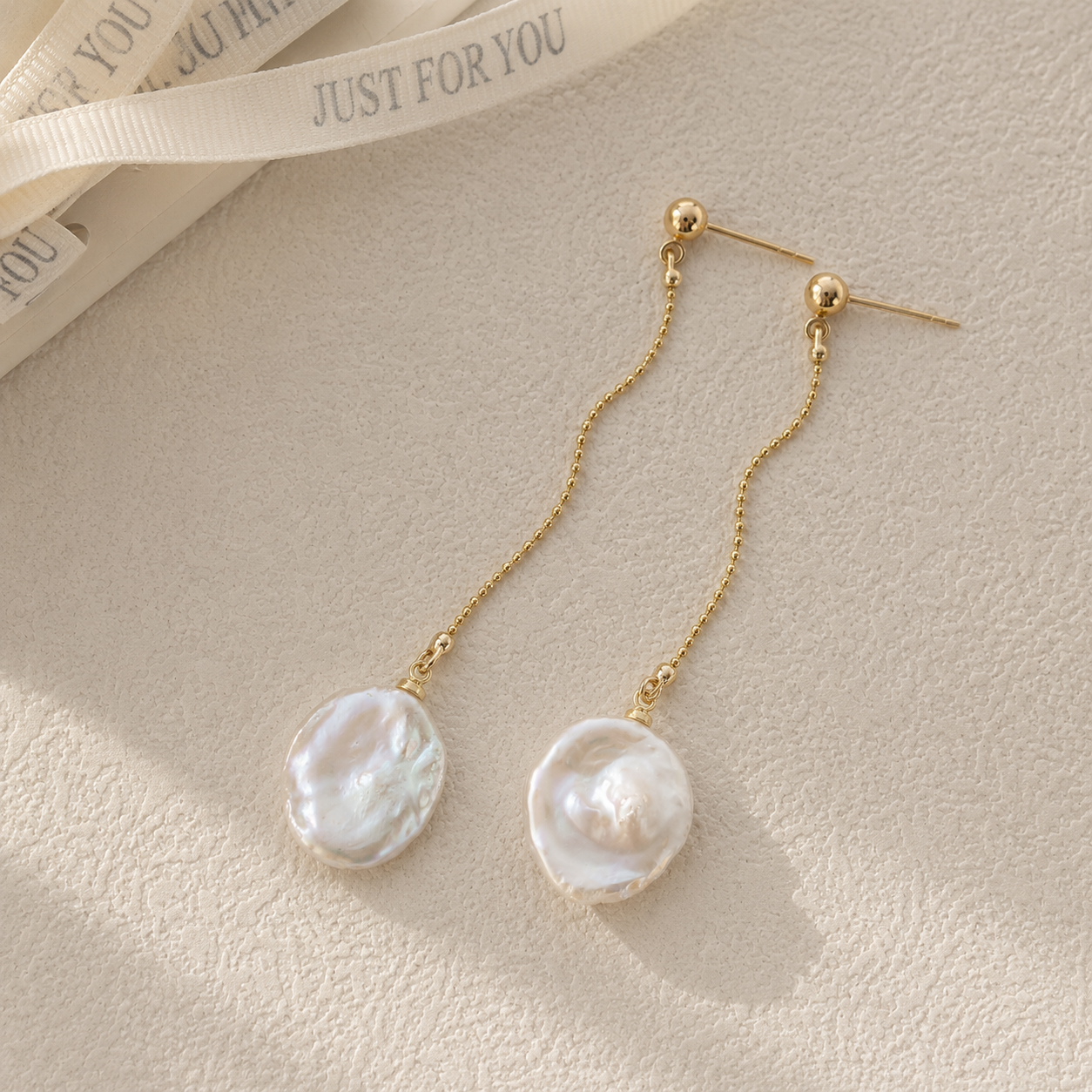 Baroque Pearl Chain Drop Earrings – Silver 18K Gold Plated