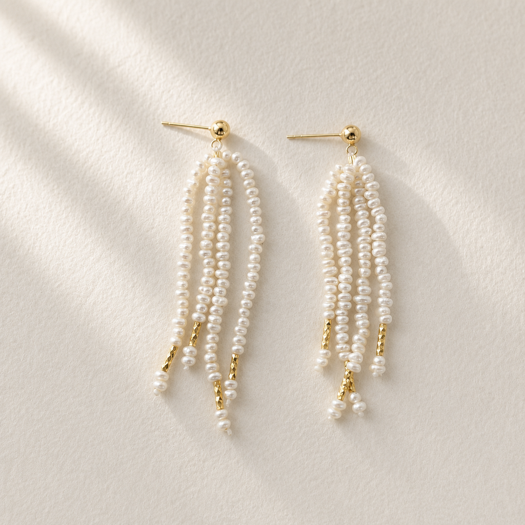 Freshwater Pearl Tassel Earrings in Sterling Silver