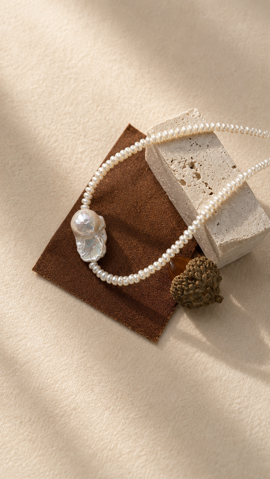 Baroque Beaded Pearl Choker Necklace in Sterling Silver