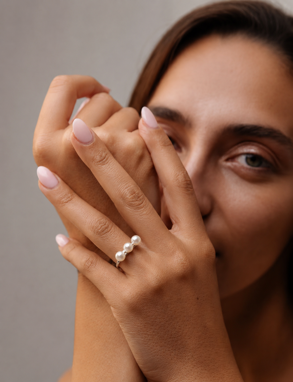 Triple Pearl Ring in Sterling Silver