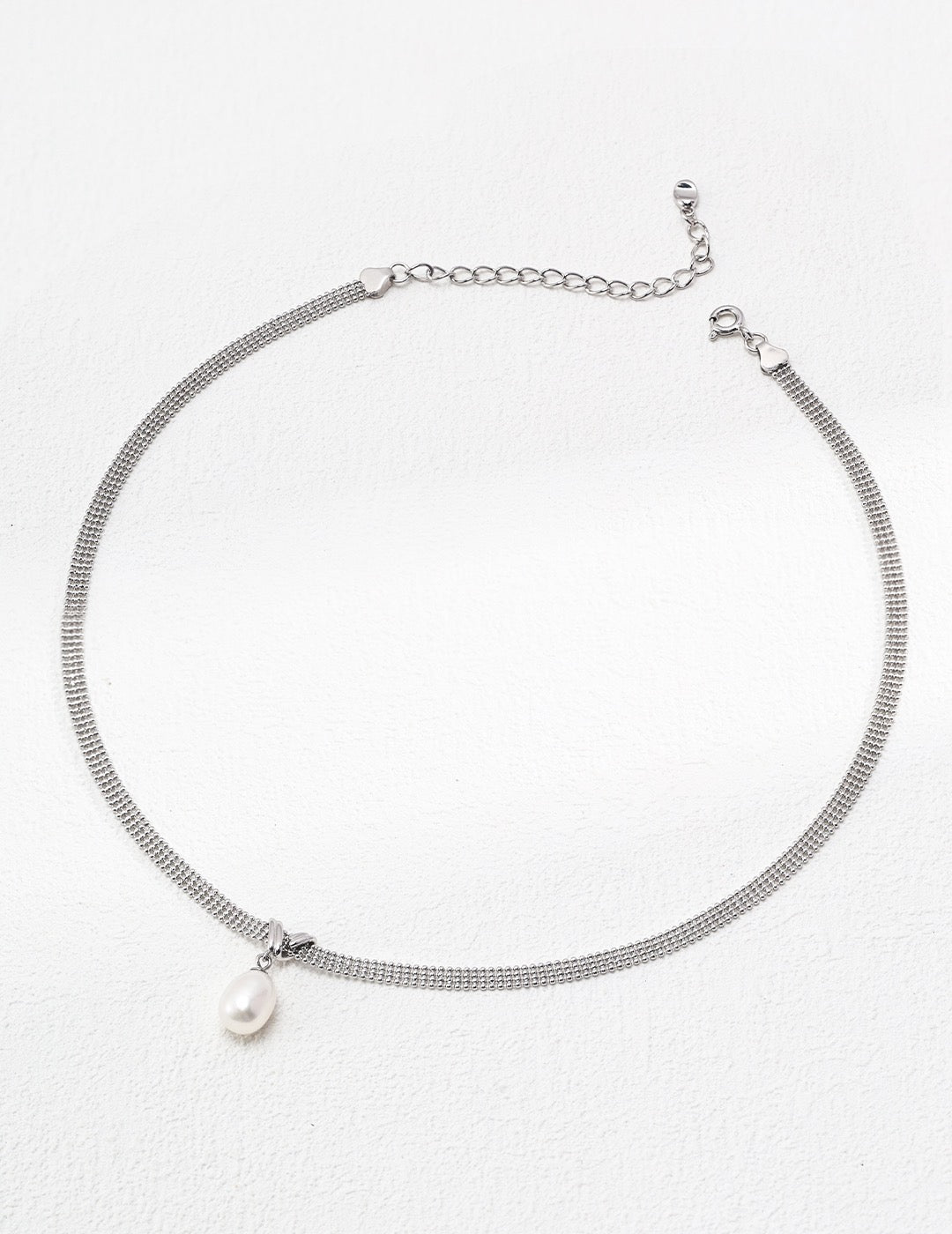 Pearl Pendant Choker Silver Necklace
