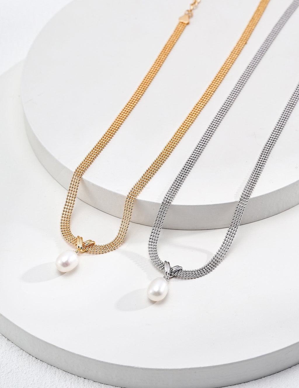 Pearl Pendant Choker Silver Necklace