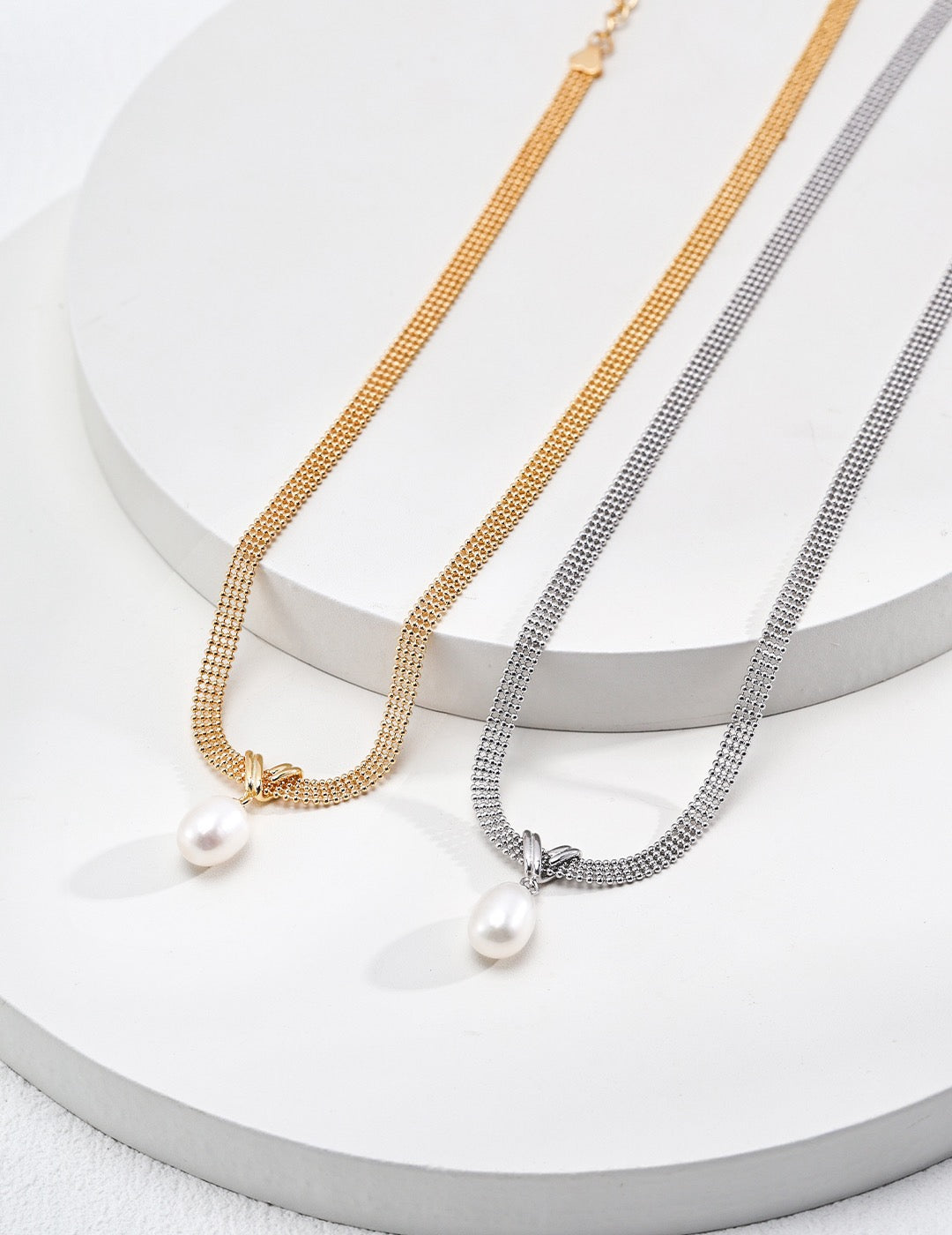 Pearl Pendant Choker Silver Necklace