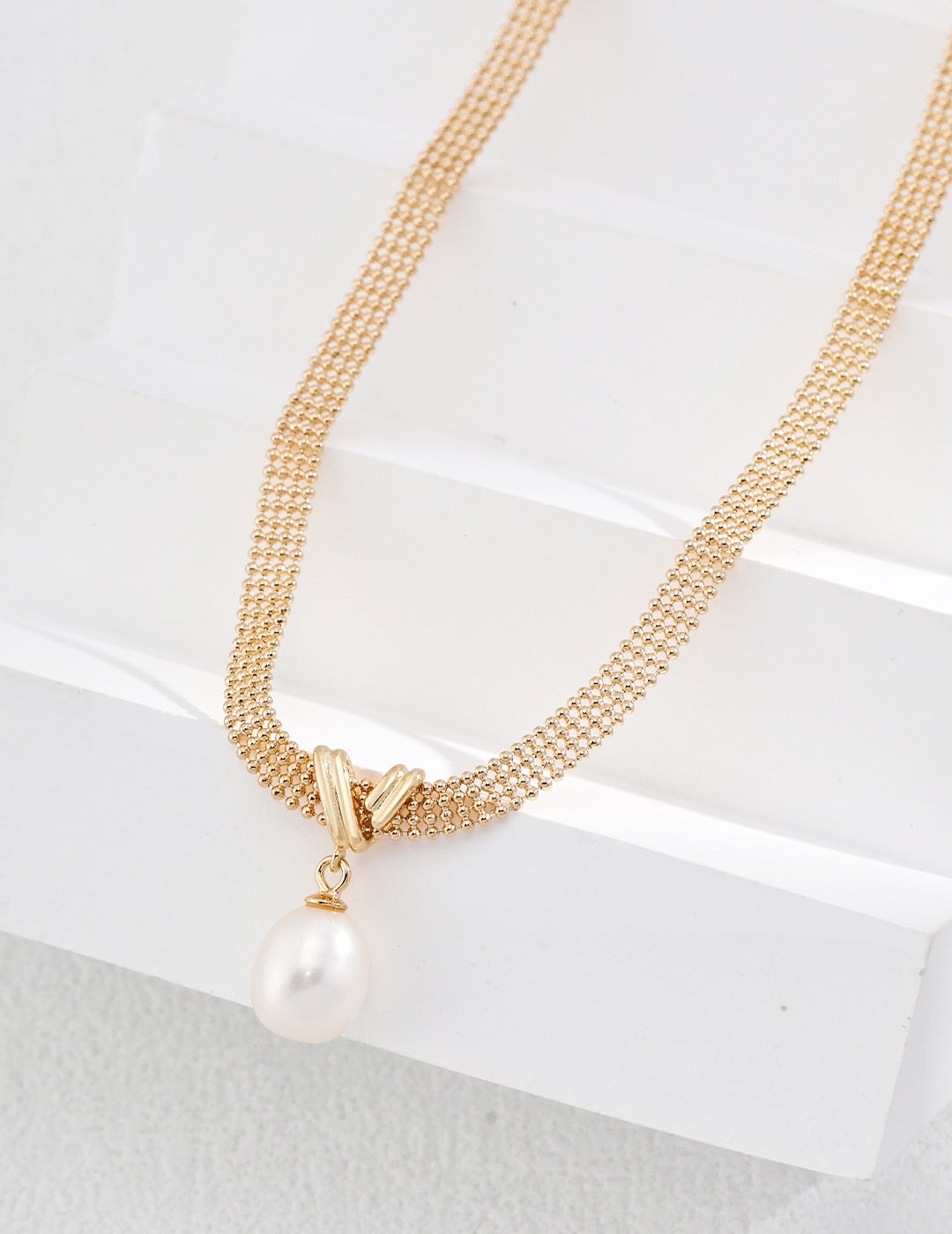 Pearl Pendant Choker Silver Necklace
