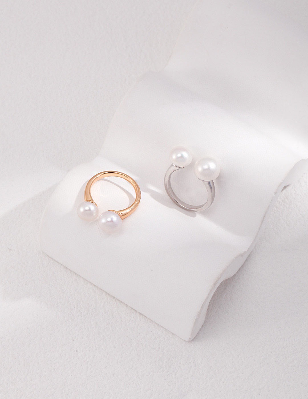 Double Pearl Adjustable Ring