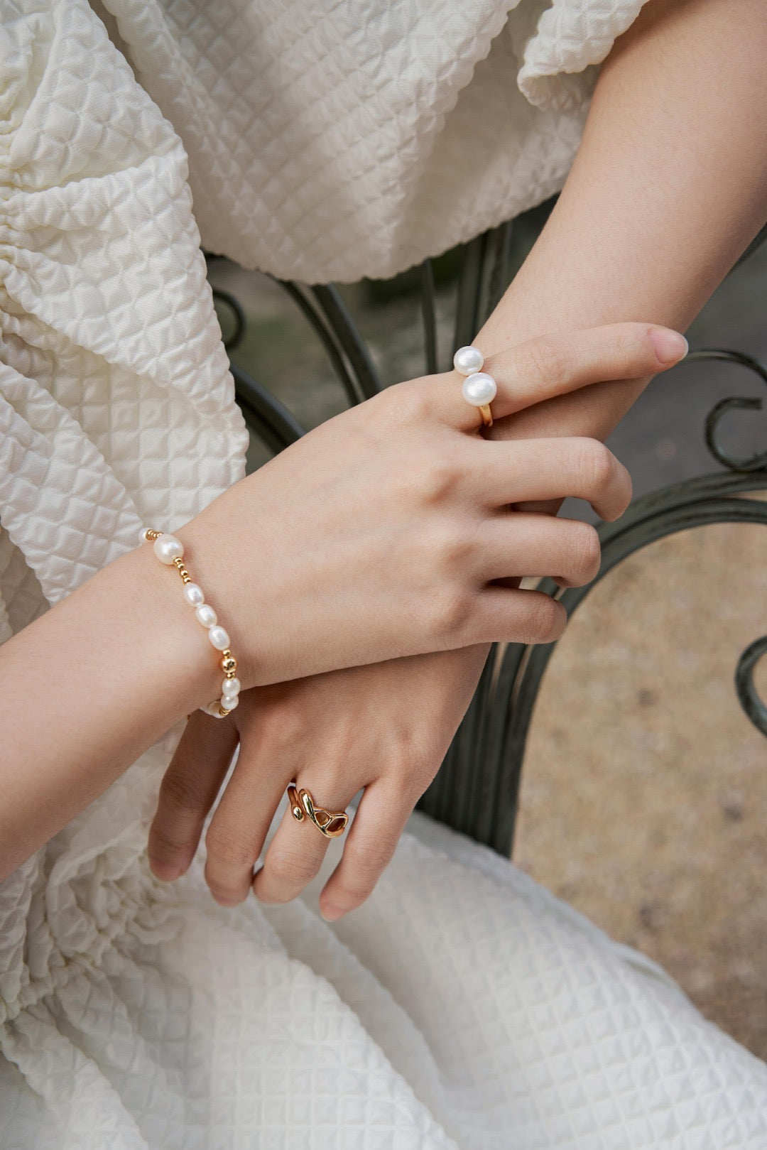 Double Pearl Adjustable Ring