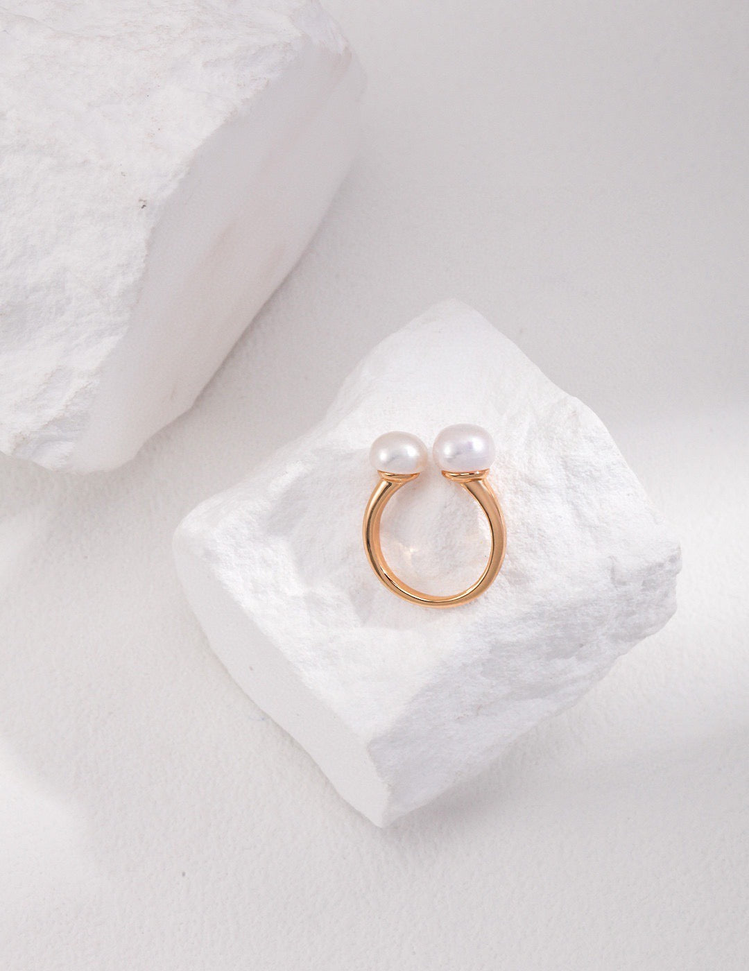 Double Pearl Adjustable Ring