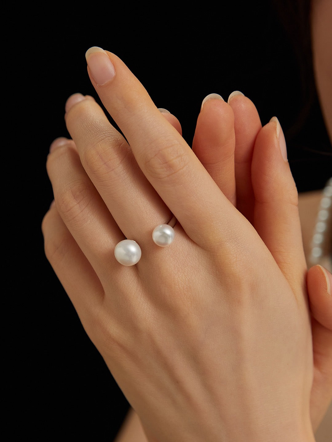 Double Pearl Adjustable Ring