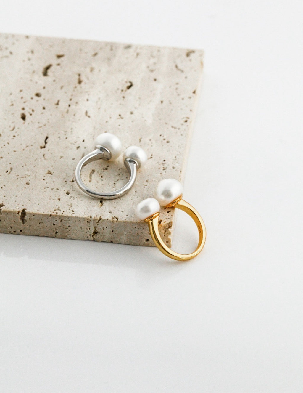 Double Pearl Adjustable Ring