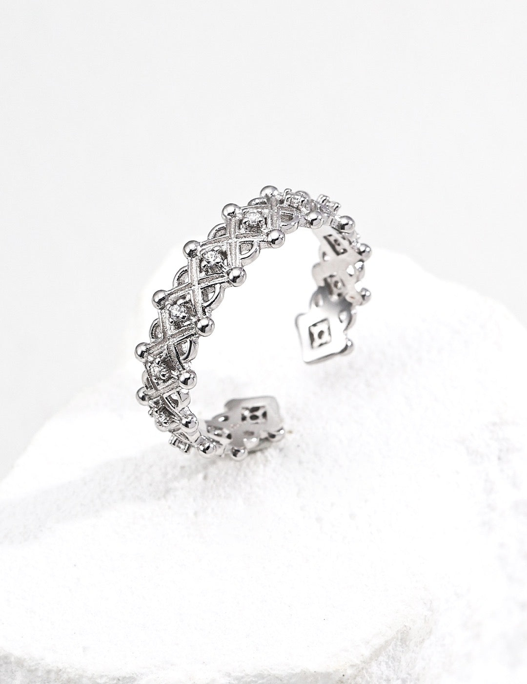 Vintage Gold Lattice Zircon Open Ring
