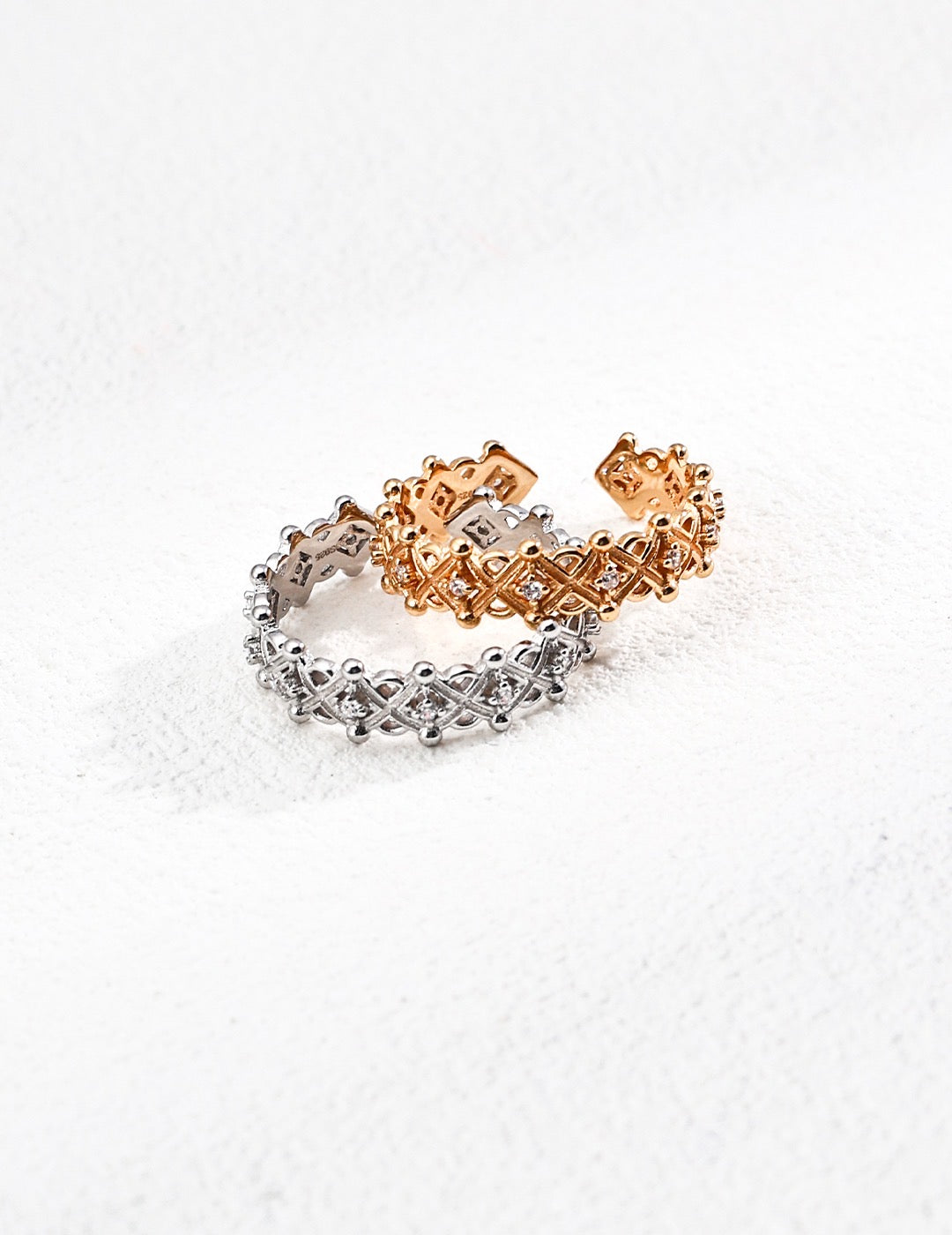 Vintage Gold Lattice Zircon Open Ring