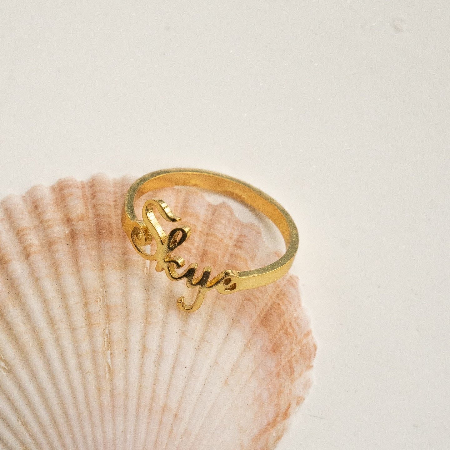 Custom Name Letter Ring in 18K Gold Plated Sterling Silver