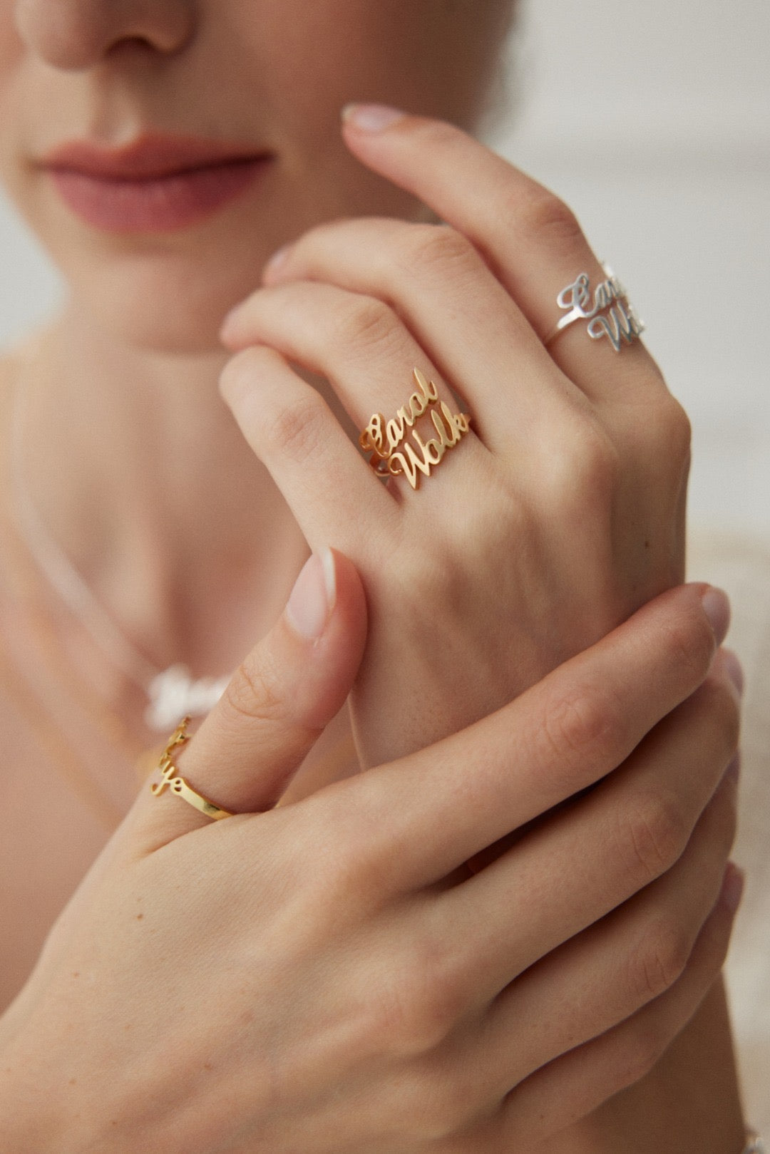 Custom Name Letter Ring in 18K Gold Plated Sterling Silver