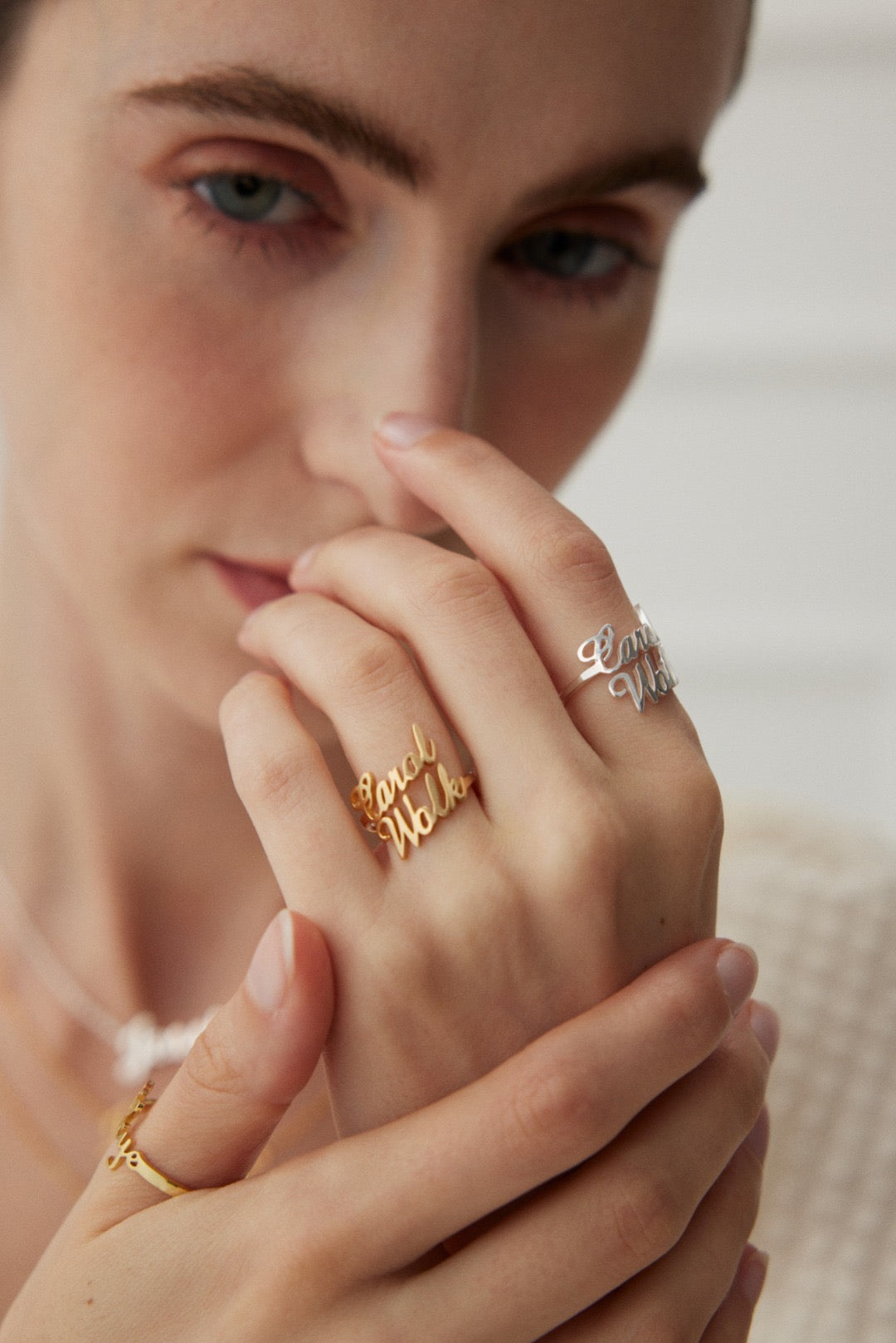 Custom Name Letter Ring in 18K Gold Plated Sterling Silver
