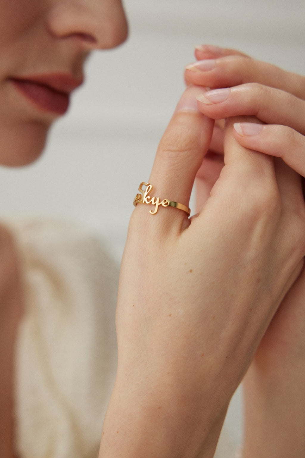 Custom Name Letter Ring in 18K Gold Plated Sterling Silver