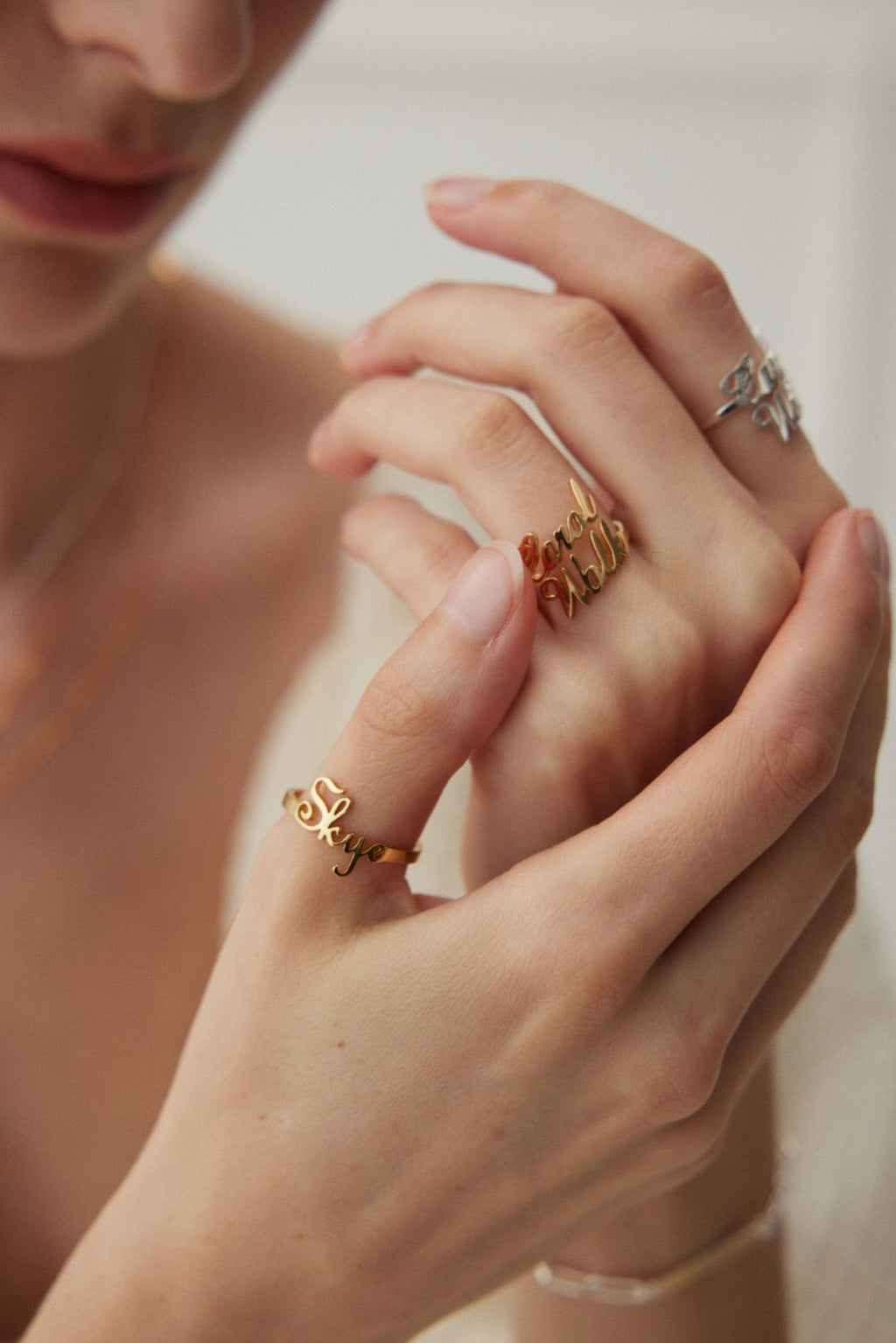 Custom Name Letter Ring in 18K Gold Plated Sterling Silver