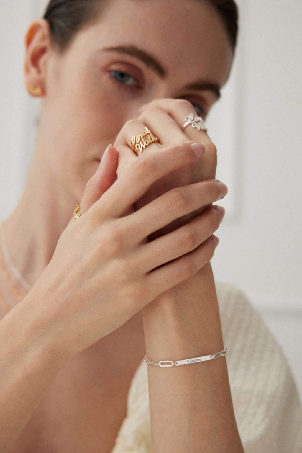 Custom Name Letter Ring in 18K Gold Plated Sterling Silver