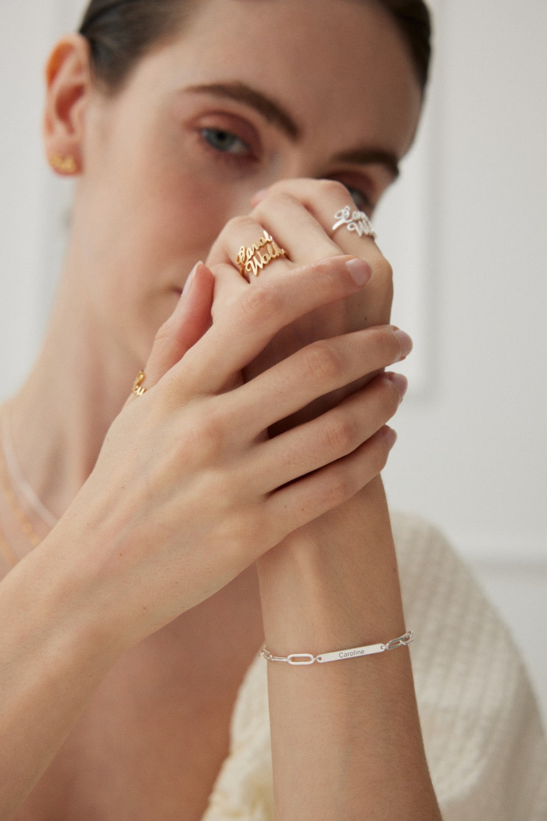Custom Name Letter Ring in 18K Gold Plated Sterling Silver