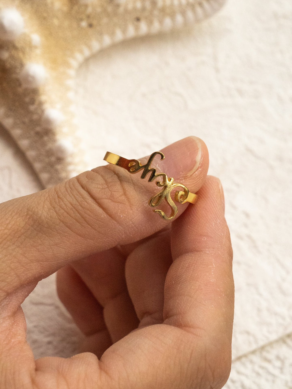 Custom Name Letter Ring in 18K Gold Plated Sterling Silver
