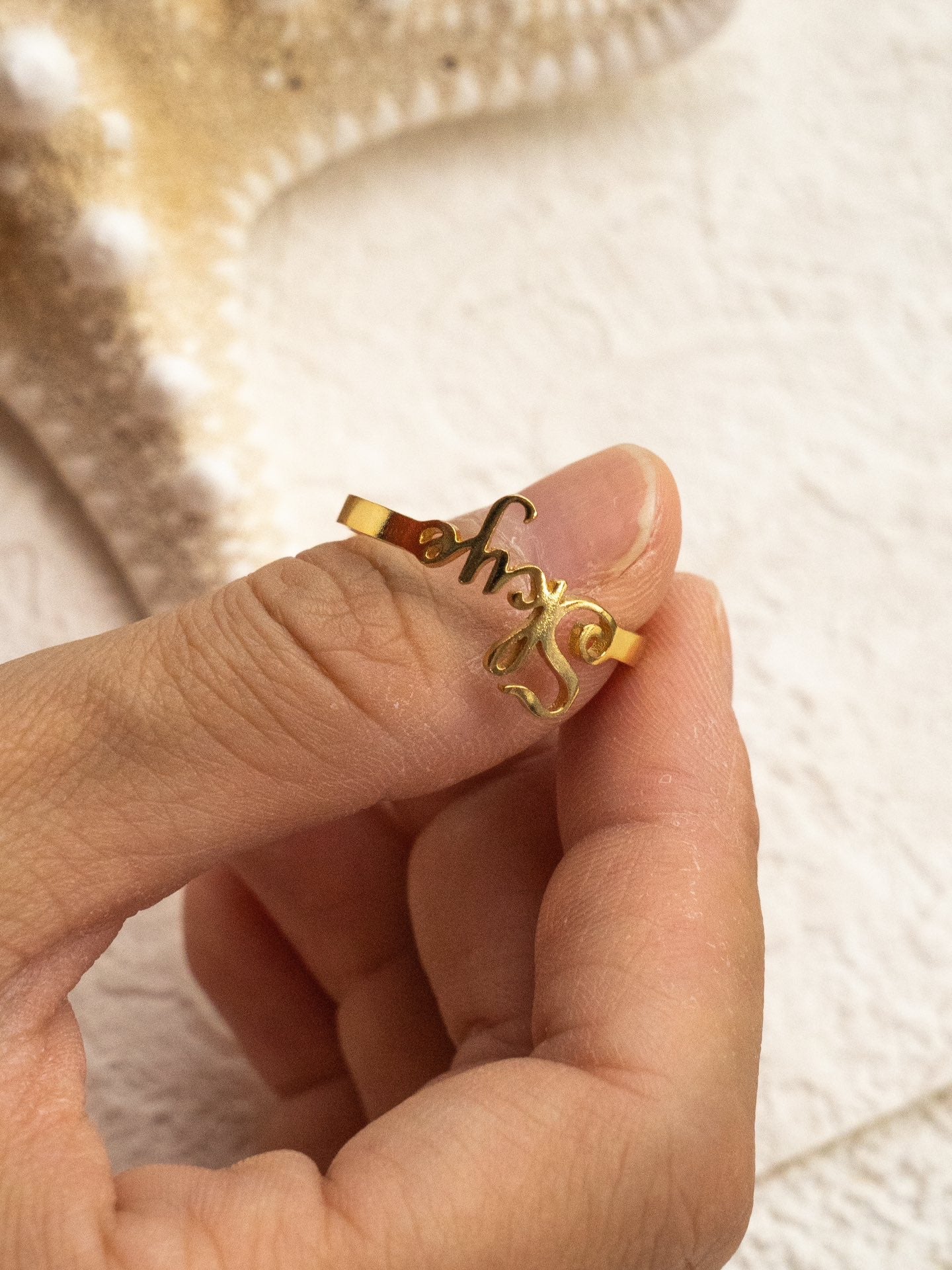 Custom Name Letter Ring in 18K Gold Plated Sterling Silver