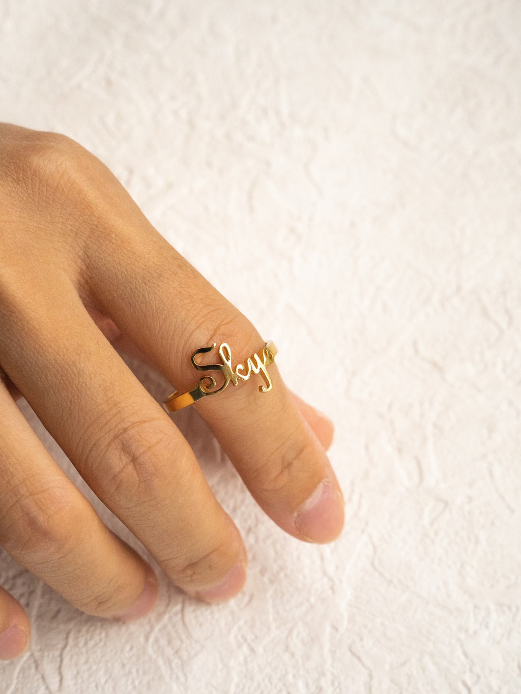 Custom Name Letter Ring in 18K Gold Plated Sterling Silver
