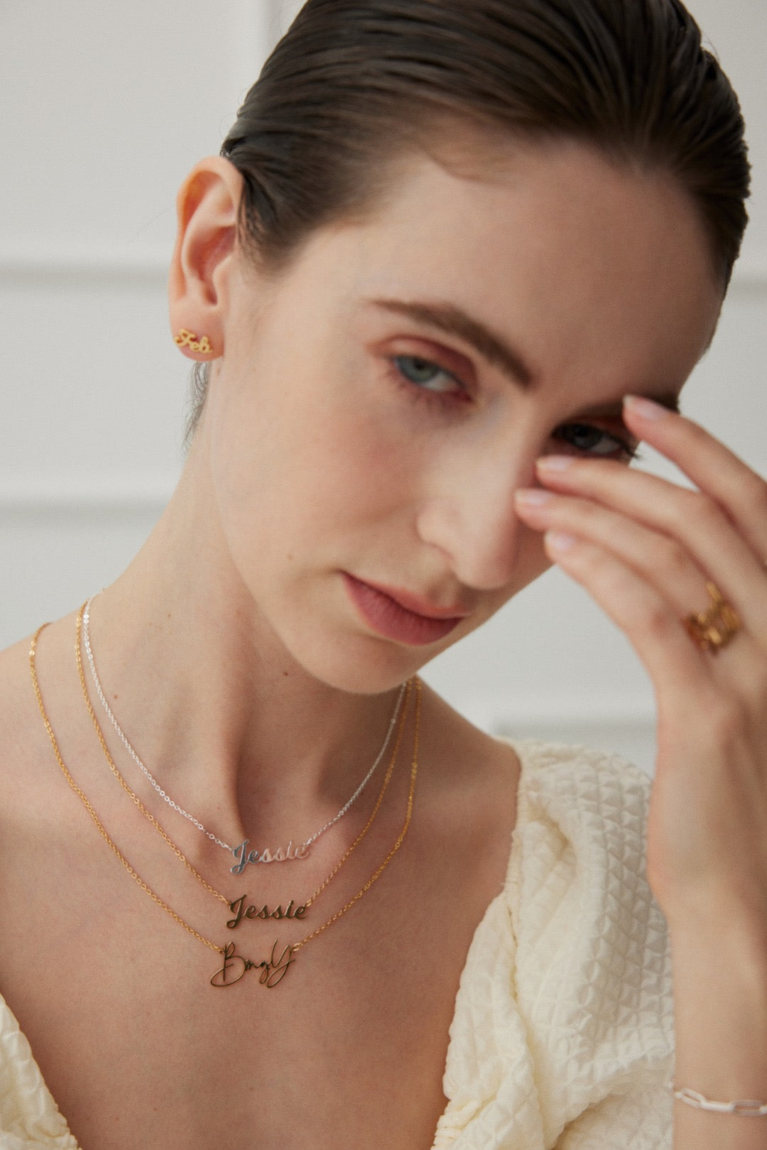 Custom Name Silver Necklace in 18K Gold Plated