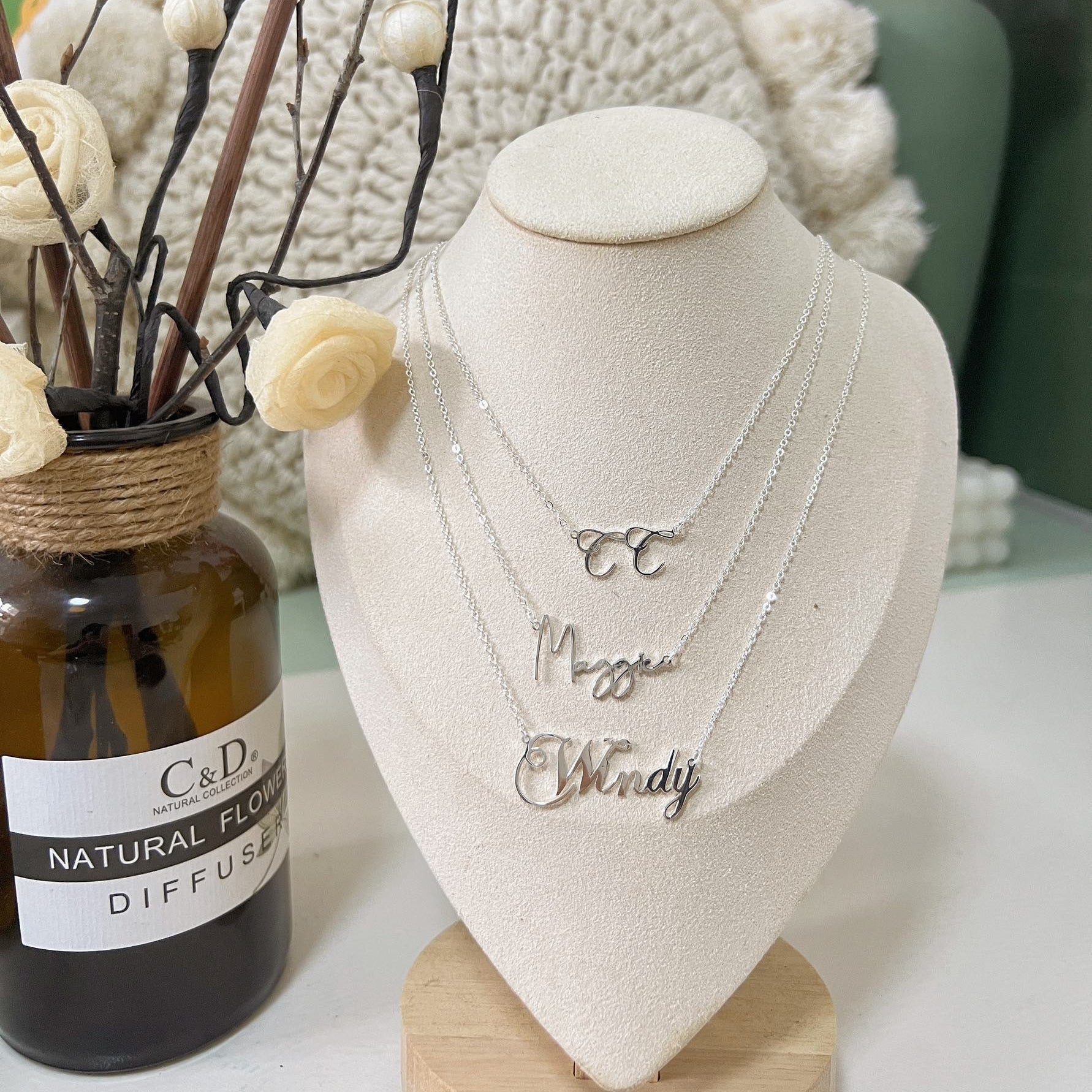 Custom Name Silver Necklace in 18K Gold Plated