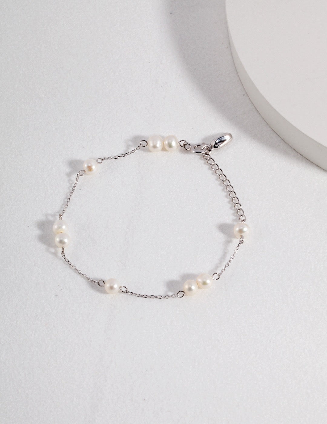 Natural Pearl Chain Silver Bracelet