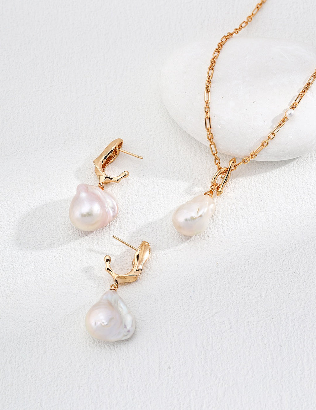 Vintage Baroque Pearl Silver Drop Earrings with Sculptural Metal Detail
