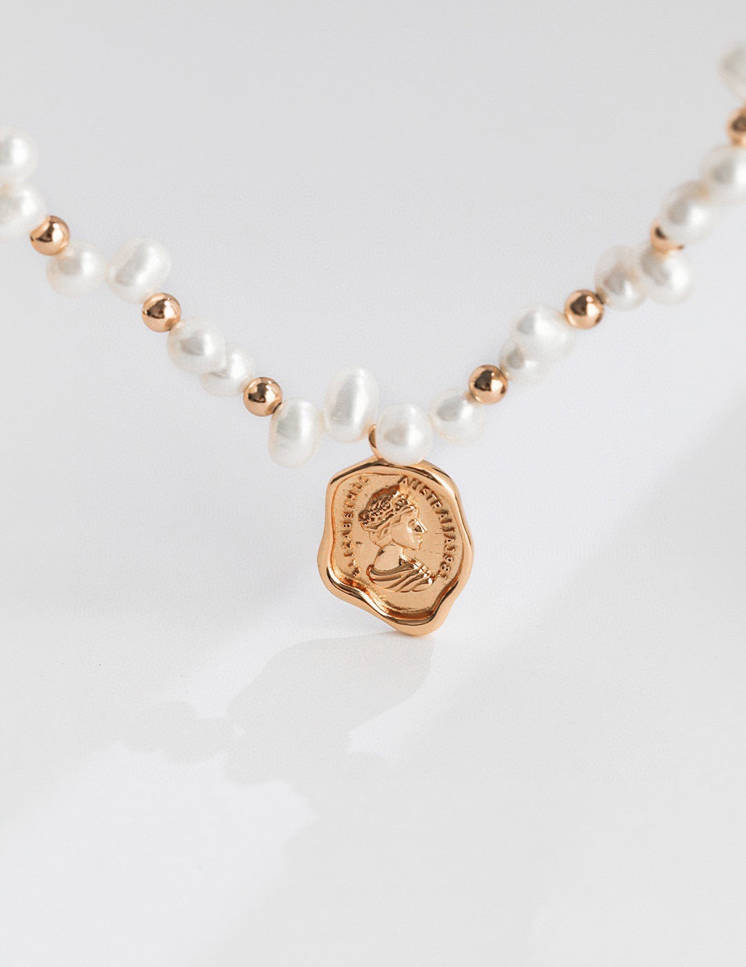 Vintage Pearl Silver Coin Pendant Necklace with Layered Pearl Strand