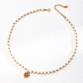 Vintage Pearl Silver Heart Pendant Necklace with Strawberry Quartz Charm