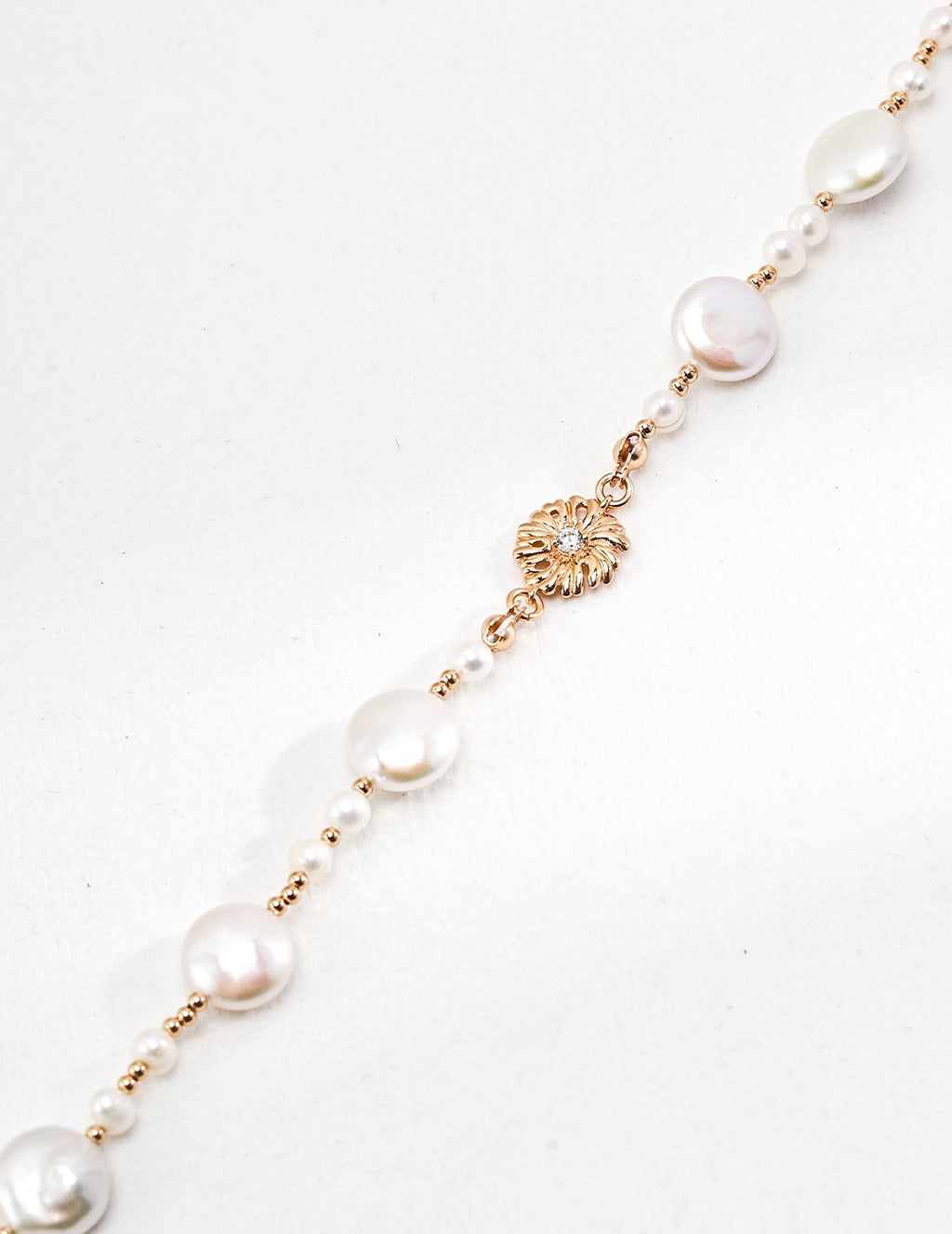 Pearl Floral Charm Necklace in Sterling Silver