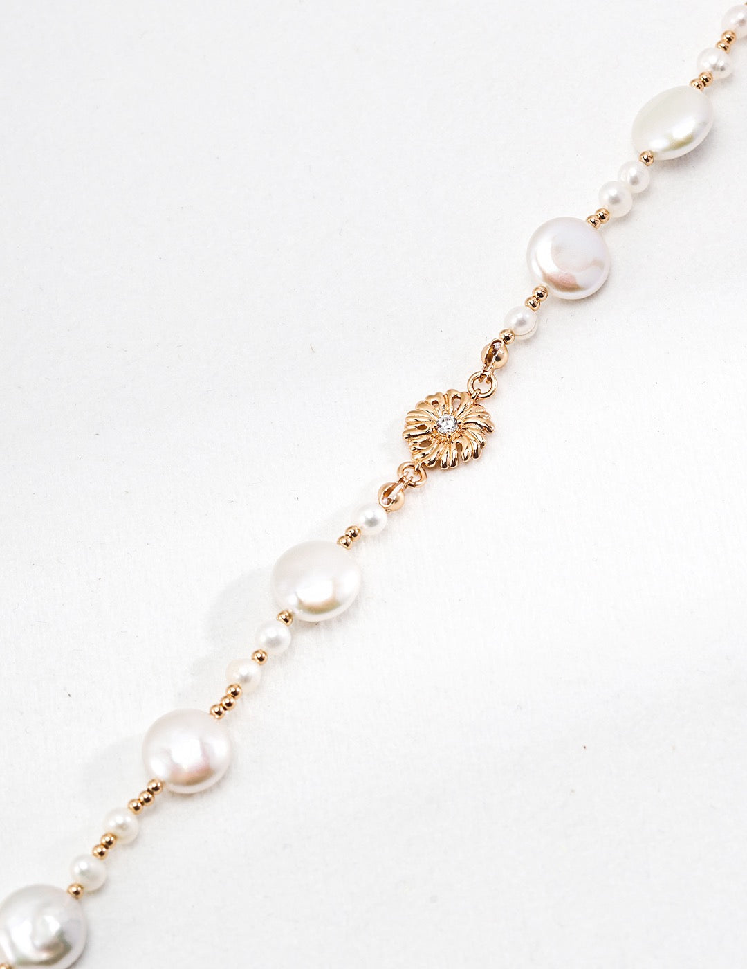 Pearl Floral Charm Necklace in Sterling Silver