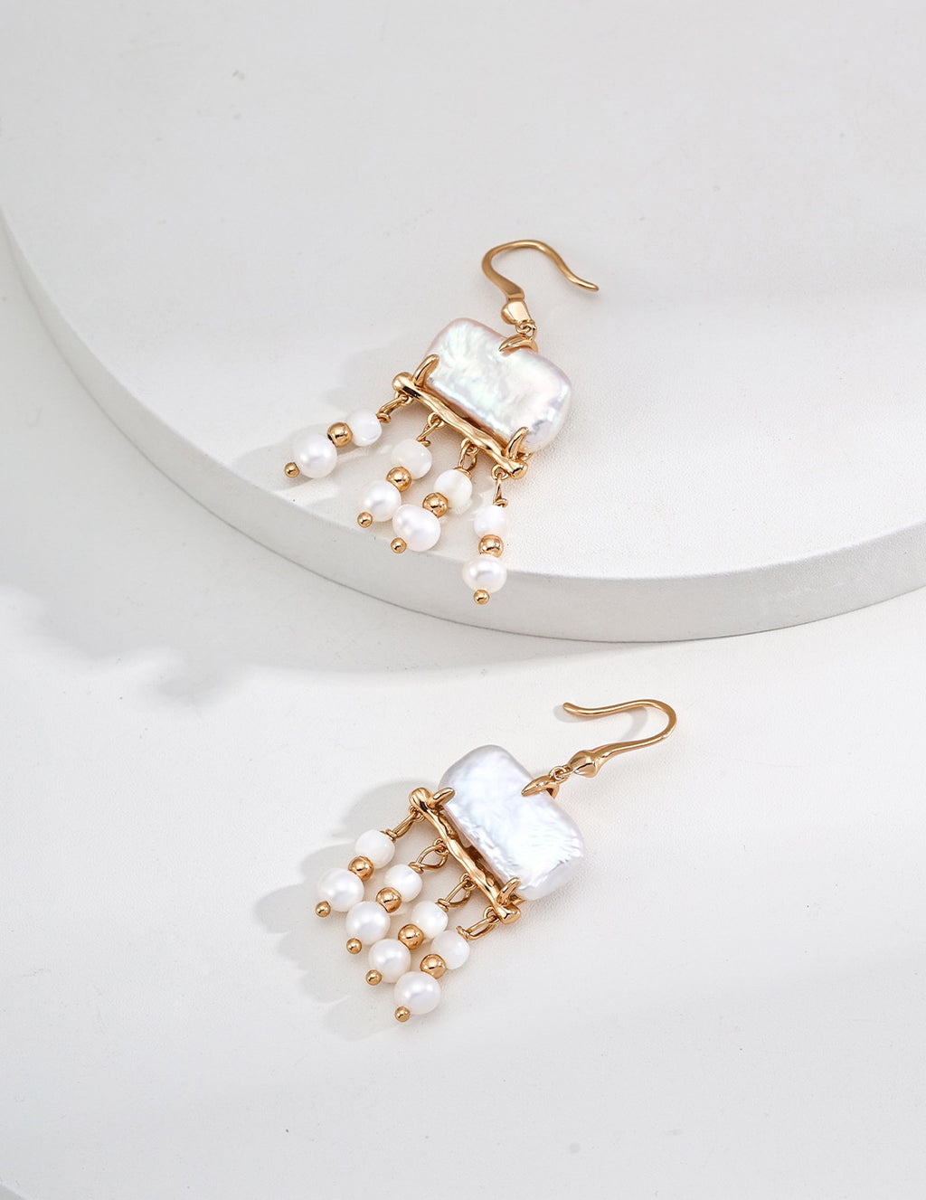 Mother of Pearl Tassel Earrings in Sterling Silver