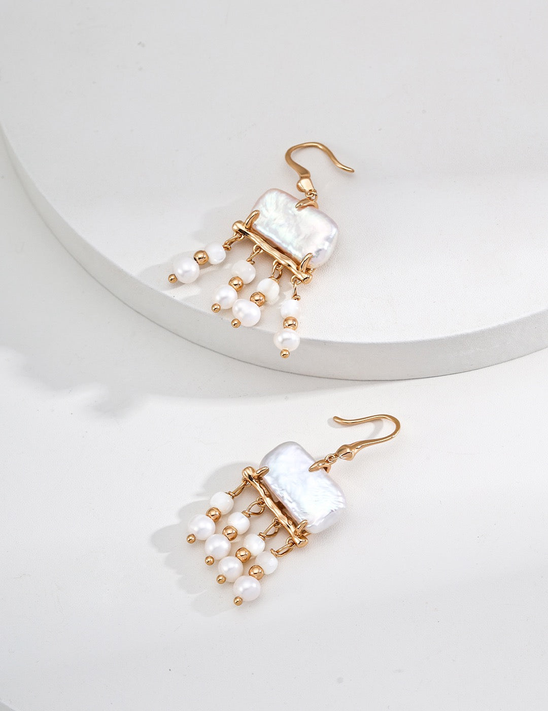 Mother of Pearl Tassel Earrings in Sterling Silver