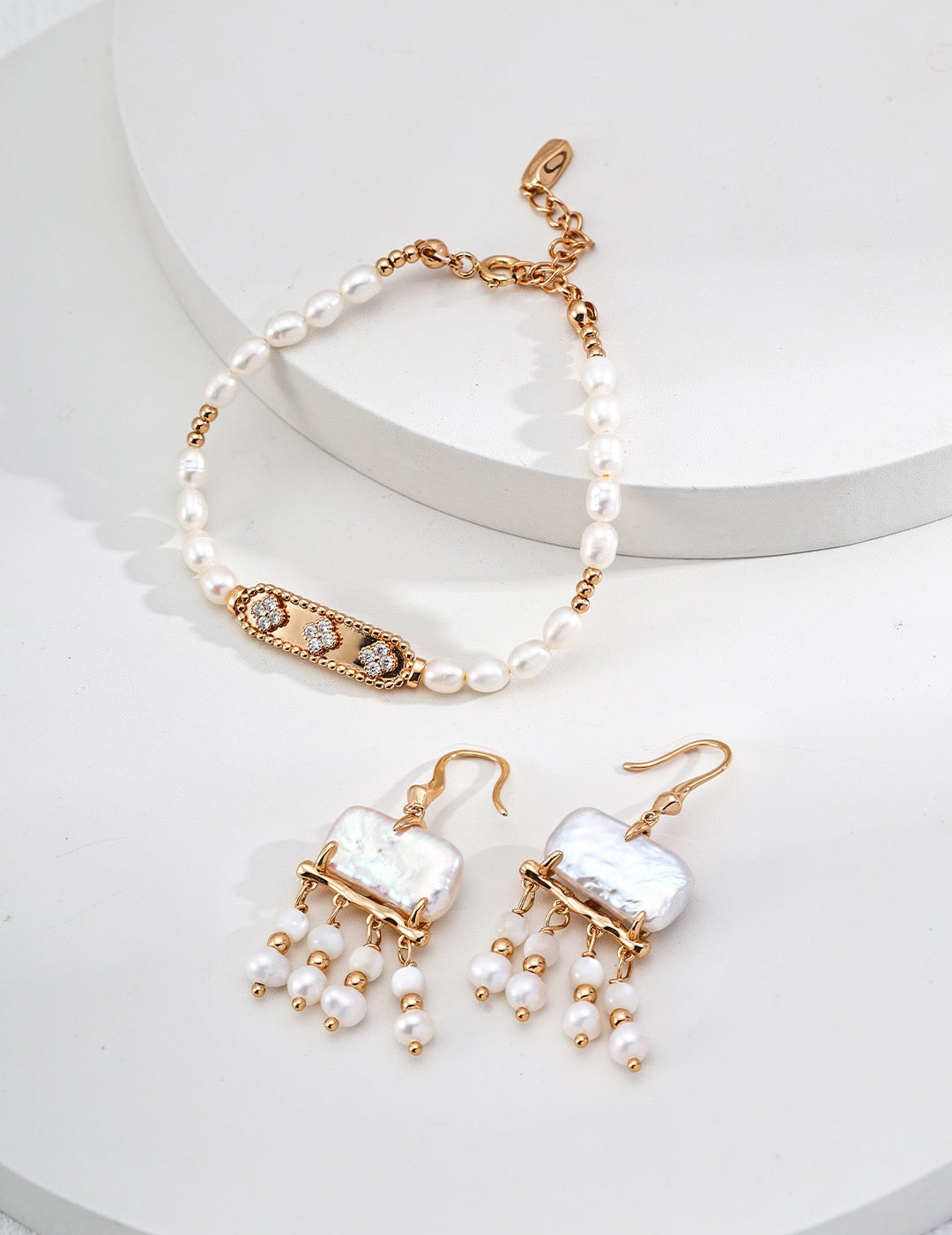 Mother of Pearl Tassel Earrings in Sterling Silver