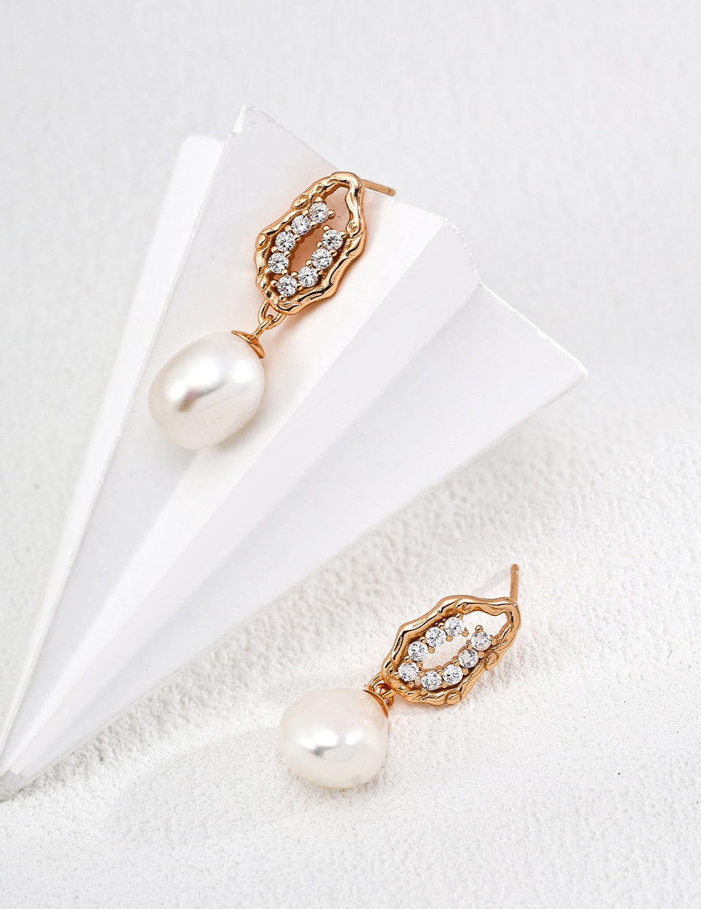 Zircon Pearl Drop Earrings in Sterling Silver