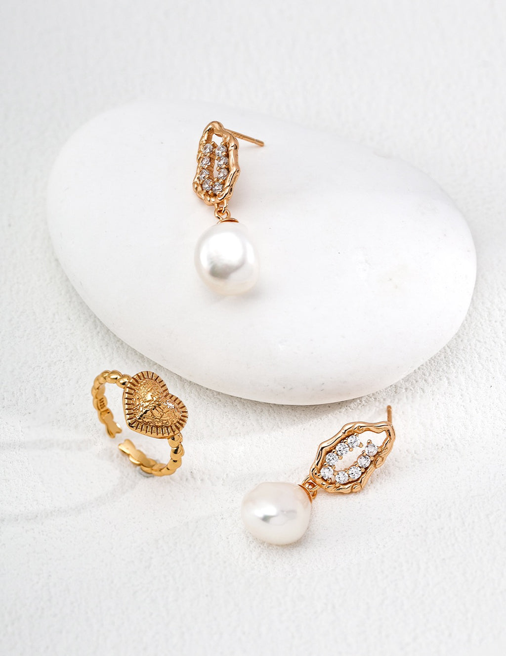 Zircon Pearl Drop Earrings in Sterling Silver
