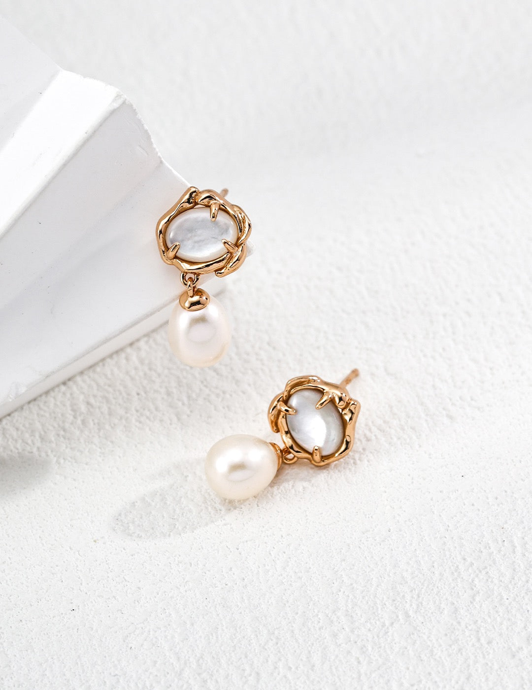 Mother of Pearl Pearl Drop Earrings in Sterling Silver