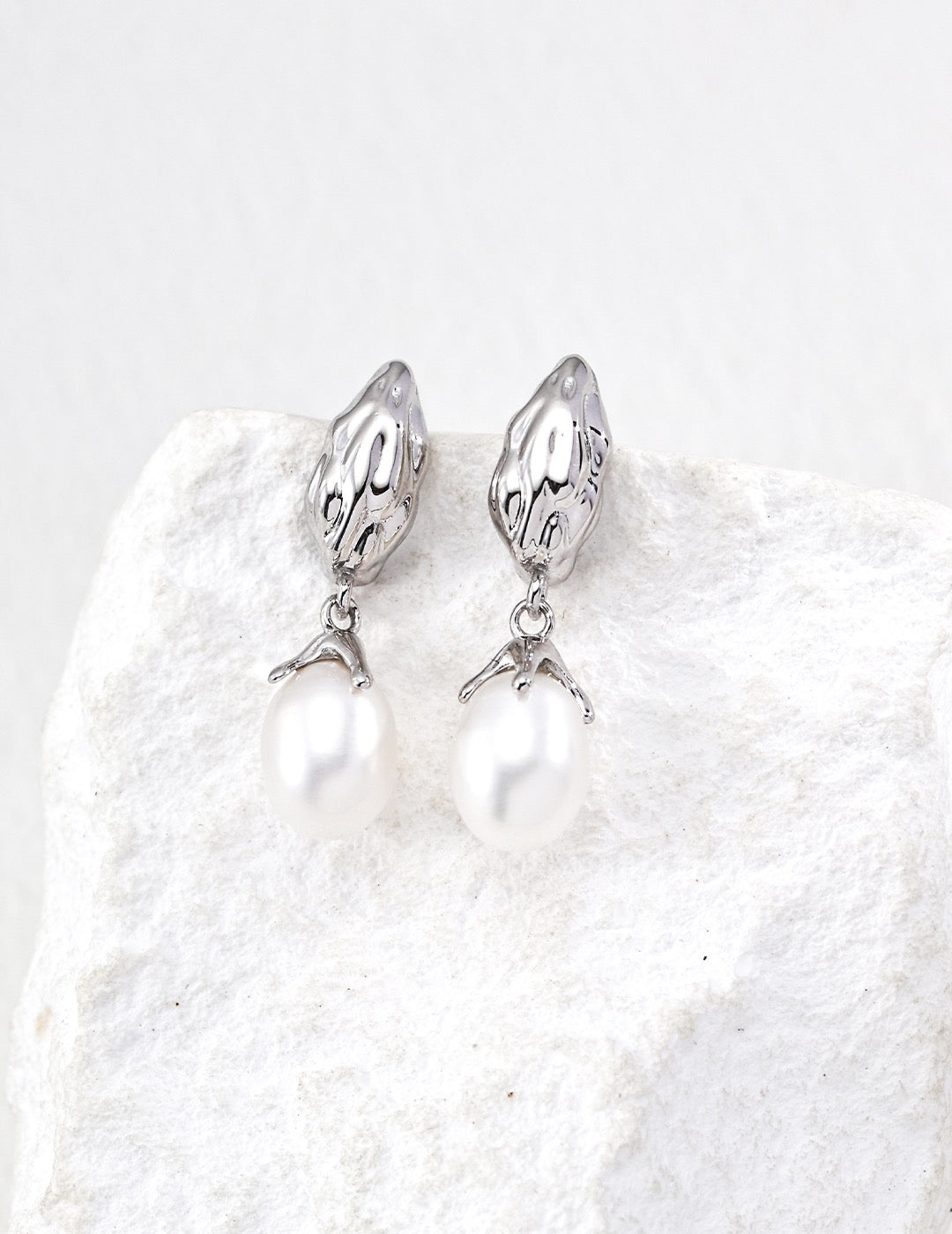 Pearl Drop Earrings in Sterling Silver
