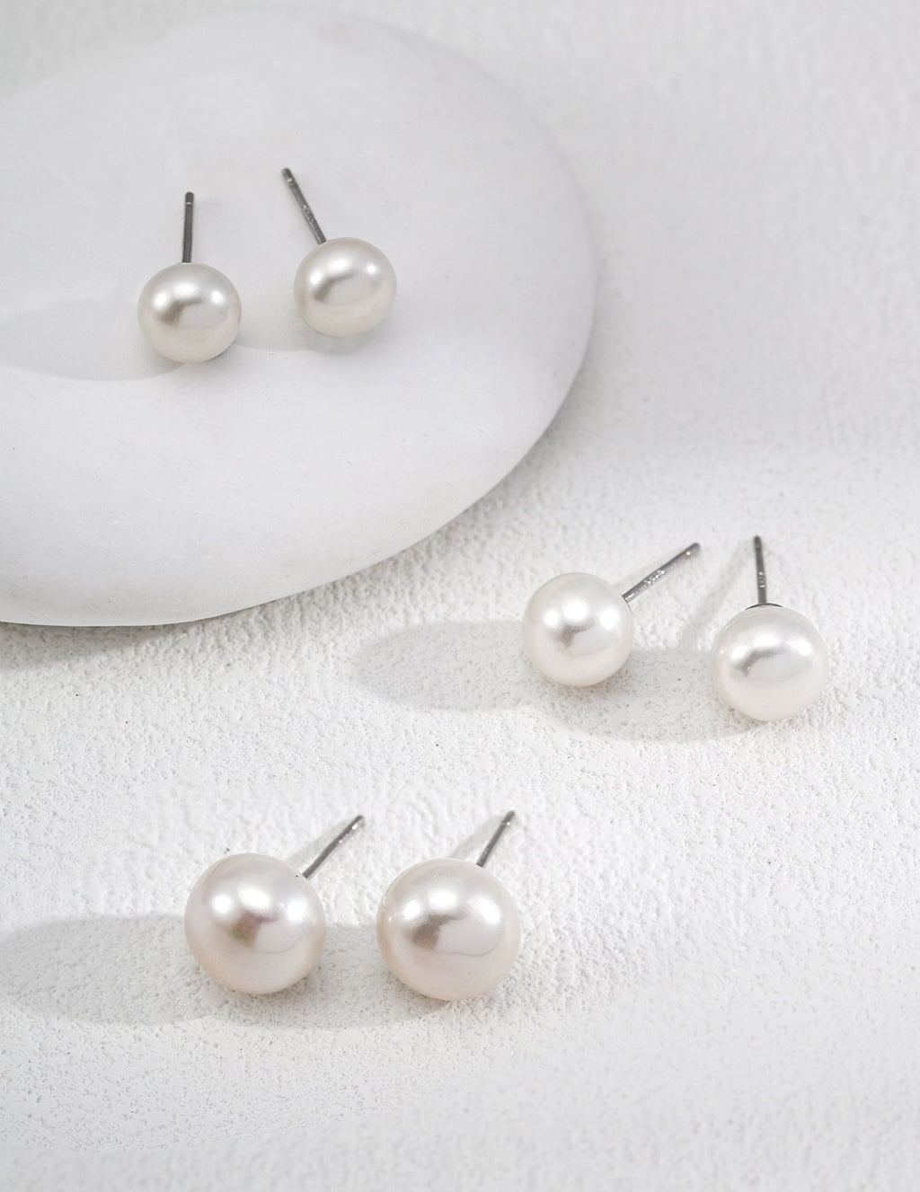 Classic Natural Pearl Stud Earrings in Sterling Silver