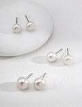 Classic Natural Pearl Stud Earrings in Sterling Silver