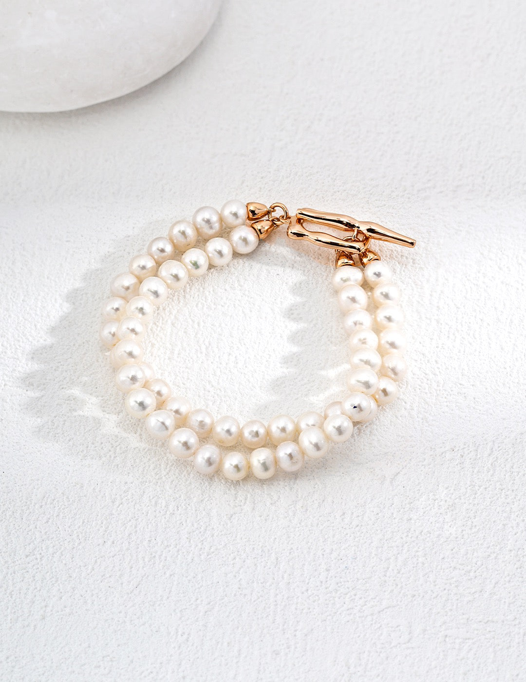 Vintage Double Strand Pearl Bracelet in Sterling Silver